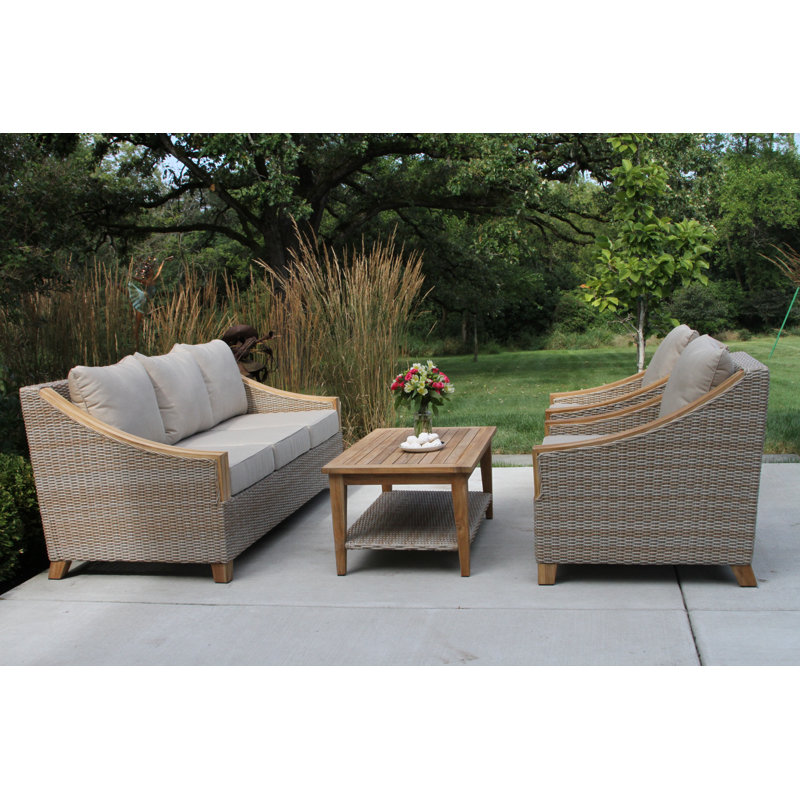 Carlton 4 Piece Rattan Sofa Seating Group with Sunbrella Cushions